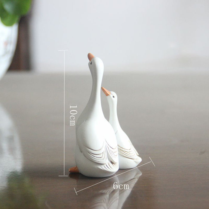 Garden Ornaments Simulation Mother-Daughter Duck Courtyard Decoration Micro-Landscape Ornaments Resin Crafts