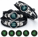 12 Constellation Luminous Bracelet Men Leather Bracelet Charm Bracelets for Men Boys Women Girl Jewelry Accessories Gifts
