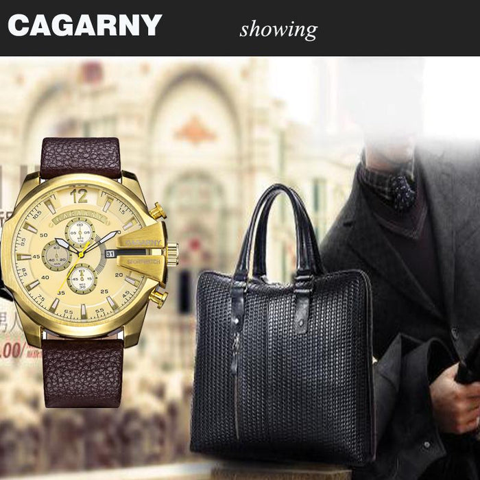 Cagarny Military Watches Men's Quartz Watch Leather Watchband Sports Wristwatches - eZthings USA WE SORT ALL THE CRAZIEST GADGETS, GIZMOS, TOYS & TECHNOLOGY, SO YOU DON'T HAVE TO.