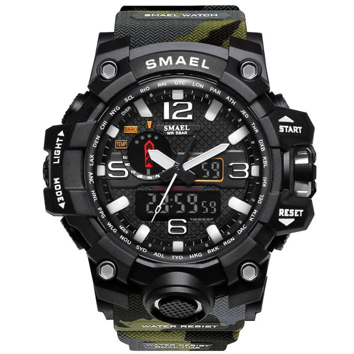 SMAEL Brand Luxury Military Sports Watches 1545-10 Men Quartz Analog LED Digital Watch Man Waterproof Clock Dual Display Wristwatches