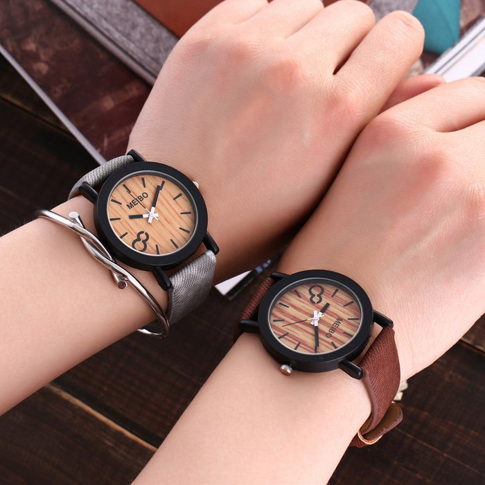 MEIBO Modeling Wooden Quartz Mens Watch Casual Wooden Color Leather Watch - eZthings USA WE SORT ALL THE CRAZIEST GADGETS, GIZMOS, TOYS & TECHNOLOGY, SO YOU DON'T HAVE TO.