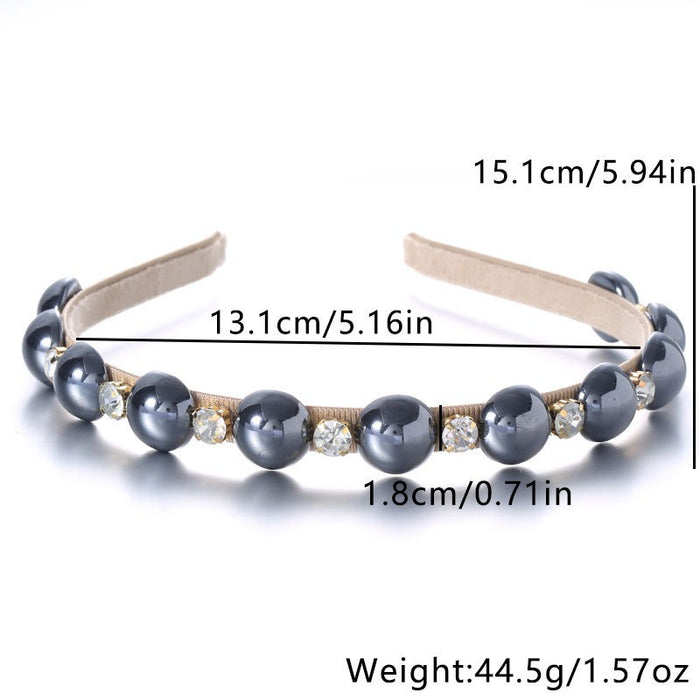 Fashionable half pearl handmade rhinestone hairband