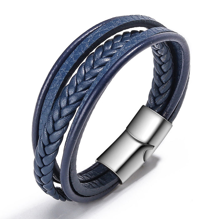 New Accessories Handmade Rope Leather Ethnic Bracelet Men's Bracelet Magnetic Bracelet European and American Jewelry