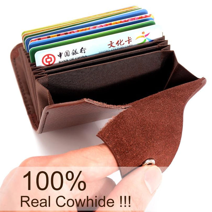 Genuine Leather Card Wallet for Men and Women Cowhide Business Card Holder Credit Card Purse - eZthings USA WE SORT ALL THE CRAZIEST GADGETS, GIZMOS, TOYS & TECHNOLOGY, SO YOU DON'T HAVE TO.