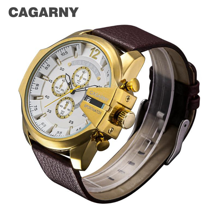 Cagarny Military Watches Men's Quartz Watch Leather Watchband Sports Wristwatches - eZthings USA WE SORT ALL THE CRAZIEST GADGETS, GIZMOS, TOYS & TECHNOLOGY, SO YOU DON'T HAVE TO.