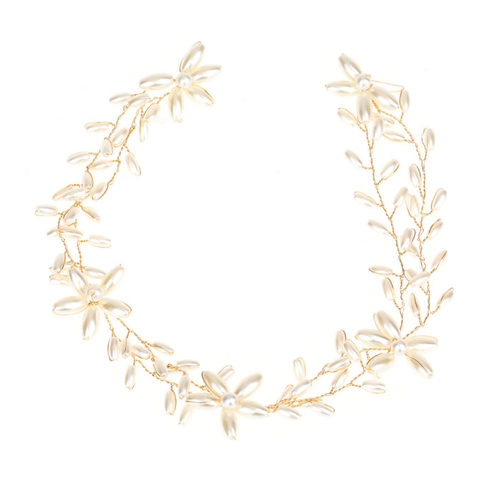Accesorio para el pelo de novia hecho a mano con cuentas retorcidas y perlas para vestido de novia