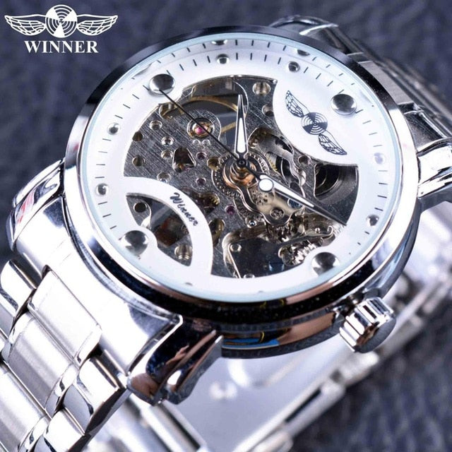 Winner Blue Ocean Fashion Casual Designer Stainless Steel Men Skeleton Watch Mens Watches Top Brand Luxury Automatic Watch Clock - eZthings USA WE SORT ALL THE CRAZIEST GADGETS, GIZMOS, TOYS & TECHNOLOGY, SO YOU DON'T HAVE TO.