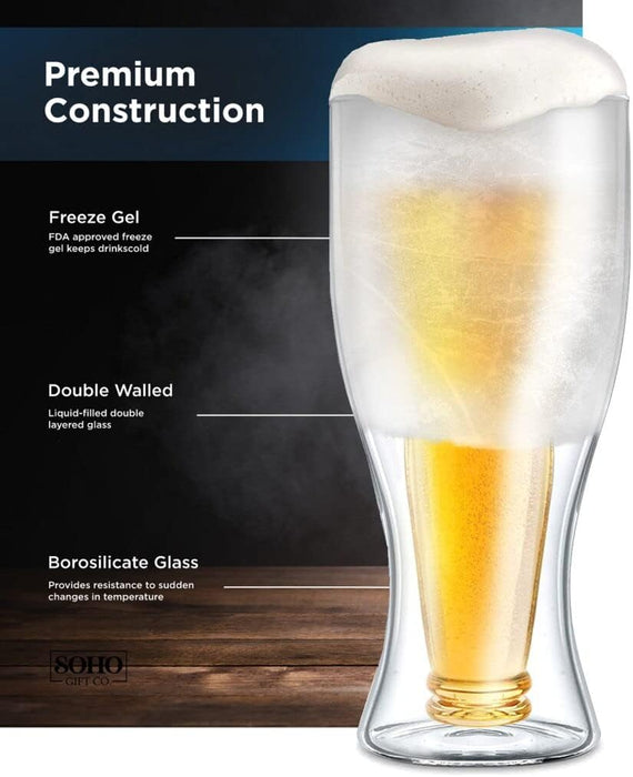 Funny Freezer Glass Gift for Dad for Birthday/Christmas (Freezable Ice Liquid-Gel) Chiller Cooling Cup - Upside Down Beer Bottle Best Dad Ever (Gift Boxed)