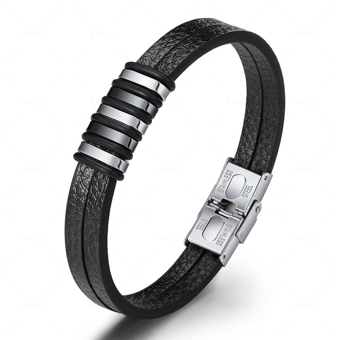 Stainless Steel Men's Leather Bracelet Original Simple Versatile E-commerce New Leather Bracelet - eZthings USA WE SORT ALL THE CRAZIEST GADGETS, GIZMOS, TOYS & TECHNOLOGY, SO YOU DON'T HAVE TO.
