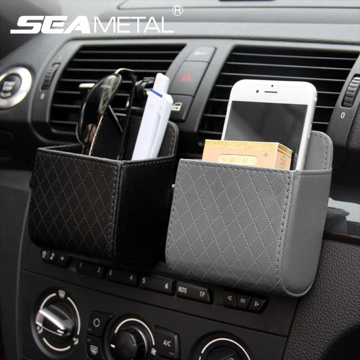 Car Organizer Box Bag Air Outlet Dashboard Hanging Leather Universal Car Mobile Phone Holder In Automobile Interior Accessories - eZthings USA WE SORT ALL THE CRAZIEST GADGETS, GIZMOS, TOYS & TECHNOLOGY, SO YOU DON'T HAVE TO.