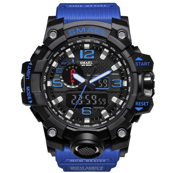 SMAEL Brand Luxury Military Sports Watches 1545-10 Men Quartz Analog LED Digital Watch Man Waterproof Clock Dual Display Wristwatches