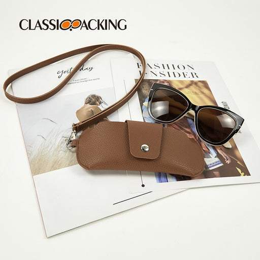 Fashion PVC Double-Sided Leather Glasses Protective Case Portable Leather Mirror Clip Hanging Neck Glasses Bag Anti-Lost Glasses Protective Case - eZthings USA WE SORT ALL THE CRAZIEST GADGETS, GIZMOS, TOYS & TECHNOLOGY, SO YOU DON'T HAVE TO.