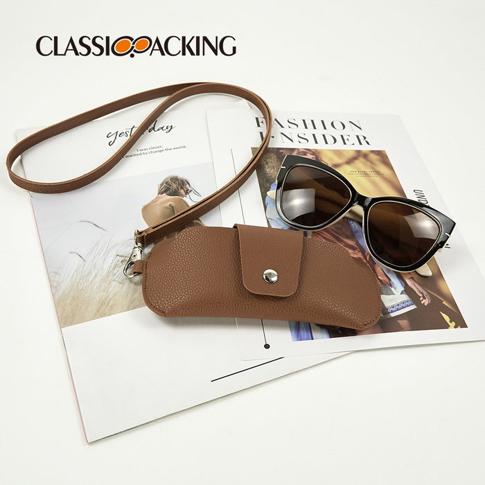 Fashion PVC Double-Sided Leather Glasses Protective Case Portable Leather Mirror Clip Hanging Neck Glasses Bag Anti-Lost Glasses Protective Case - eZthings USA WE SORT ALL THE CRAZIEST GADGETS, GIZMOS, TOYS & TECHNOLOGY, SO YOU DON'T HAVE TO.