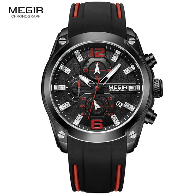 Megir Men's Chronograph Analog Quartz Watch with Date, Luminous Hands, Waterproof Silicone Rubber Strap Wristswatch - eZthings USA WE SORT ALL THE CRAZIEST GADGETS, GIZMOS, TOYS & TECHNOLOGY, SO YOU DON'T HAVE TO.