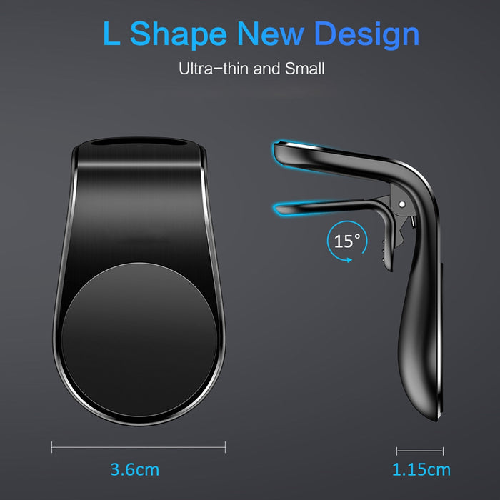 eThings Magnetic Car Phone Holder L Shape Air Vent Mount Stand in Car GPS Mobile Phone Holder For iPhone X Samsung S9 Xiaomi - eZthings USA WE SORT ALL THE CRAZIEST GADGETS, GIZMOS, TOYS & TECHNOLOGY, SO YOU DON'T HAVE TO.