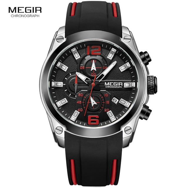 Megir Men's Chronograph Analog Quartz Watch with Date, Luminous Hands, Waterproof Silicone Rubber Strap Wristswatch - eZthings USA WE SORT ALL THE CRAZIEST GADGETS, GIZMOS, TOYS & TECHNOLOGY, SO YOU DON'T HAVE TO.