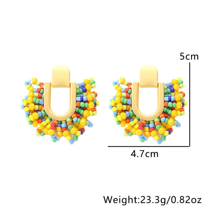 Fashion U-shaped handmade beaded flower earrings - eZthings USA WE SORT ALL THE CRAZIEST GADGETS, GIZMOS, TOYS & TECHNOLOGY, SO YOU DON'T HAVE TO.