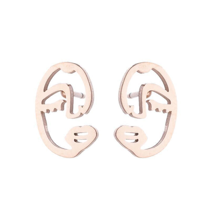 Fashion Girl Face Abstract Stud Earrings for Women Simple Human Face Asymmetry Earings Elegant Female Ear Jewelry Gifts