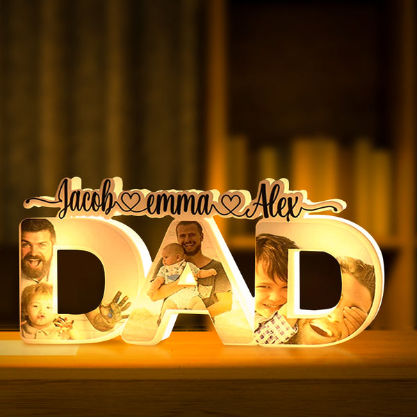 Personalized Father's Day Night Lamp Custom Acrylic Family Photo Dad Night Light with Name - eZthings USA WE SORT ALL THE CRAZIEST GADGETS, GIZMOS, TOYS & TECHNOLOGY, SO YOU DON'T HAVE TO.