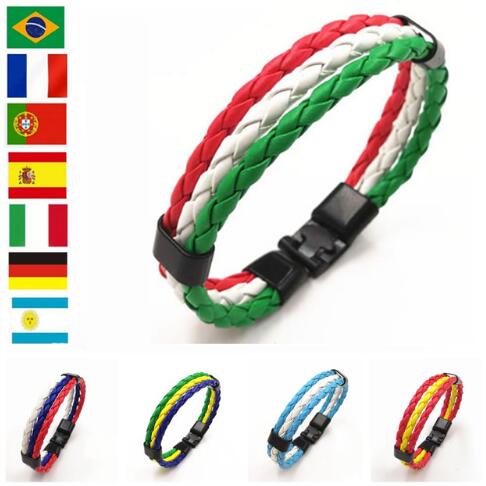 National Flag Leather Bracelets Sports Football Fans Jewelry - eZthings USA WE SORT ALL THE CRAZIEST GADGETS, GIZMOS, TOYS & TECHNOLOGY, SO YOU DON'T HAVE TO.