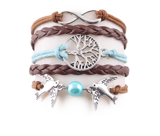 Fashion Infinity Tree flying birds charm Imitation Pearl Leather braid women wrap bracelet Bracelets & Bangles for women jewelry - eZthings USA WE SORT ALL THE CRAZIEST GADGETS, GIZMOS, TOYS & TECHNOLOGY, SO YOU DON'T HAVE TO.