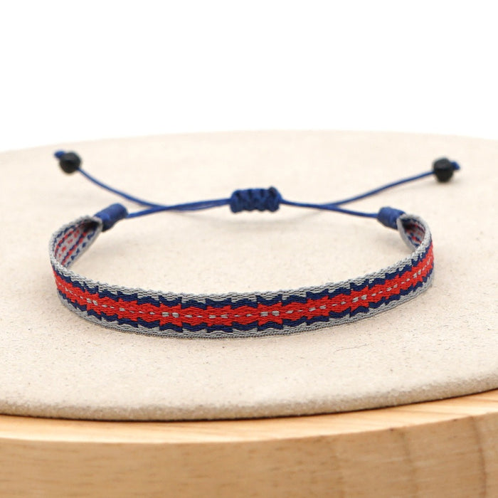 Pulsera tejida hecha a mano pura con correa tejida de estilo bohemio