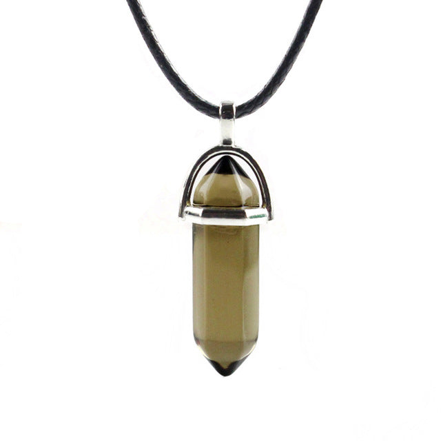 Hexagonal Column Natural Crystal Turquoises Optal Glass Stone Pendant Necklace Leather Chains Choker Necklace For Women Gift - eZthings USA WE SORT ALL THE CRAZIEST GADGETS, GIZMOS, TOYS & TECHNOLOGY, SO YOU DON'T HAVE TO.