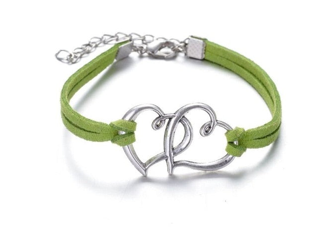 Infinity handmade bracelet Vintage Antique Silver Love double heart Charms Infinity Bangles Leather Bracelet - eZthings USA WE SORT ALL THE CRAZIEST GADGETS, GIZMOS, TOYS & TECHNOLOGY, SO YOU DON'T HAVE TO.