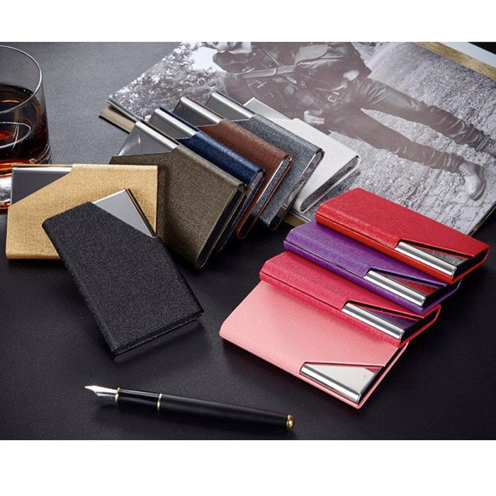 Itapkris Business ID Credit Card Holder For Women Men Fashion Brand Metal Aluminum Card Case PU Leather Porte Carte - eZthings USA WE SORT ALL THE CRAZIEST GADGETS, GIZMOS, TOYS & TECHNOLOGY, SO YOU DON'T HAVE TO.