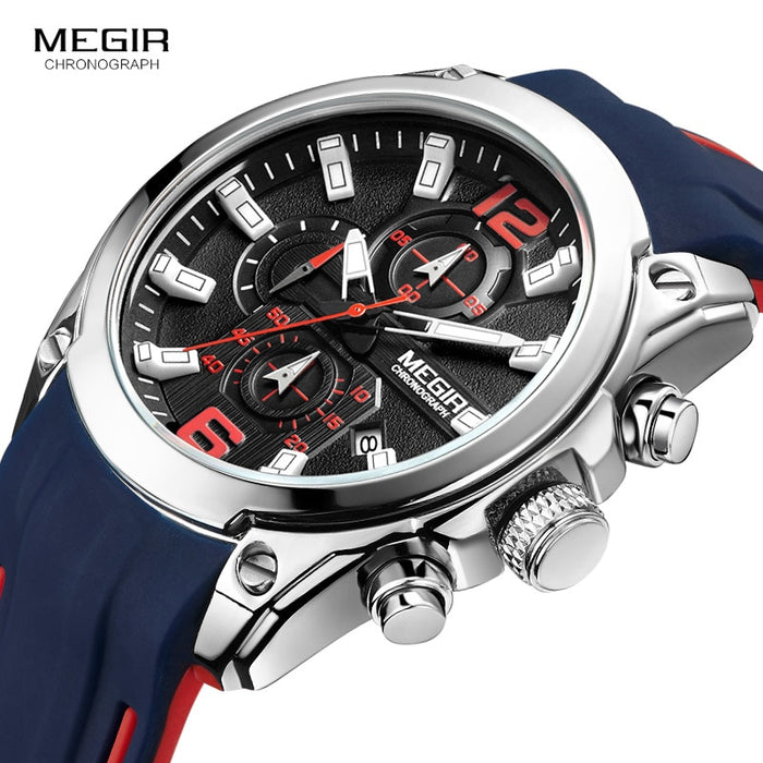 Megir Men's Chronograph Analog Quartz Watch with Date, Luminous Hands, Waterproof Silicone Rubber Strap Wristswatch - eZthings USA WE SORT ALL THE CRAZIEST GADGETS, GIZMOS, TOYS & TECHNOLOGY, SO YOU DON'T HAVE TO.