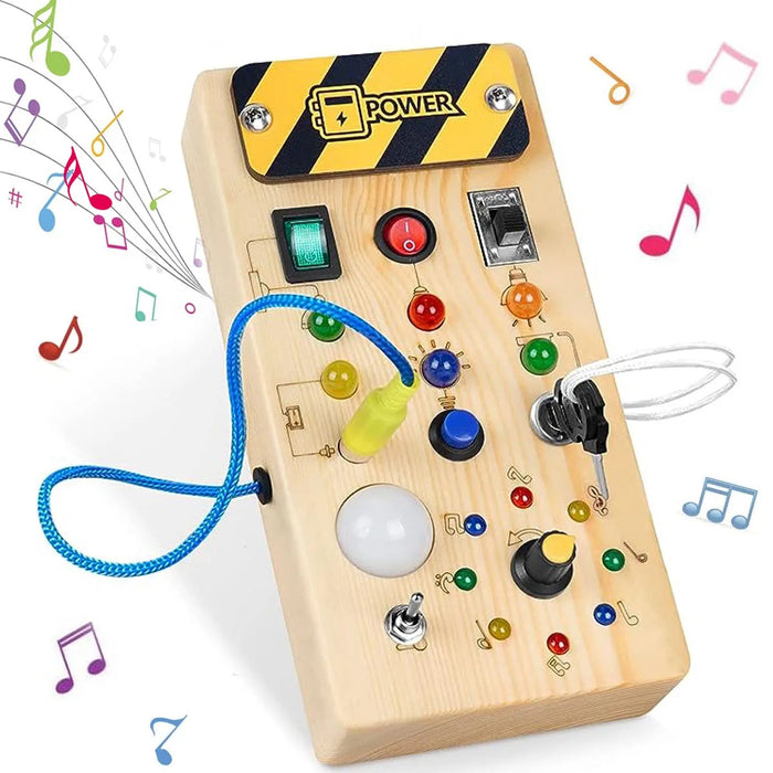 Montessori Busy Board Sensory Toys Wooden with LED Light Switch Control Board Travel Activities Kids Games for 2-4 Years Old - eZthings USA WE SORT ALL THE CRAZIEST GADGETS, GIZMOS, TOYS & TECHNOLOGY, SO YOU DON'T HAVE TO.