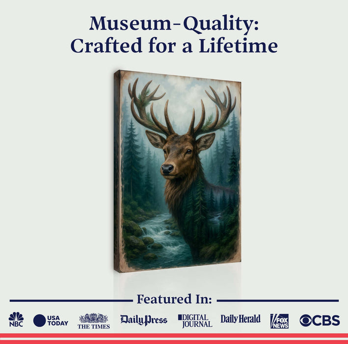 Misty Stag Double Exposure Wall Art