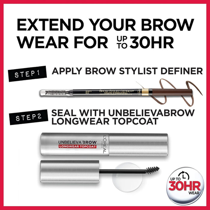 2-PACK L'Oreal Paris Makeup Brow Definer Waterproof Eyebrow Pencil, Ultra-Fine Mechanical Pencil, Draws Tiny Brow Hairs and Fills in Sparse Areas and Gaps, , 0.003 Ounce