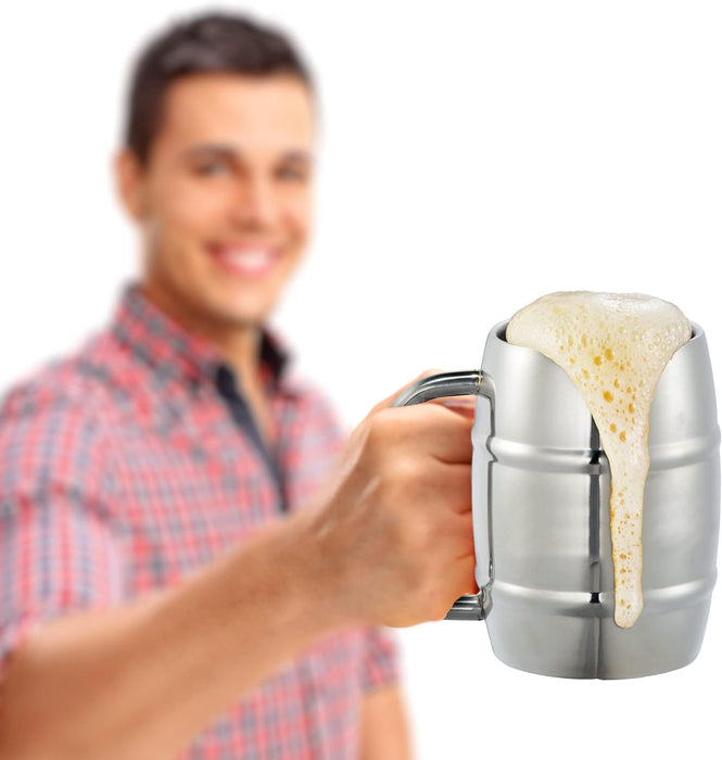 Gift Mug for Dad, Stainless Steel TOP DAD Barrel Cup with Handle and Sip Lid (Hot n' Cold) Double Wall Insulation for Beer & Coffee, 17oz (Gift Boxed for Christmas/Fathers Day)