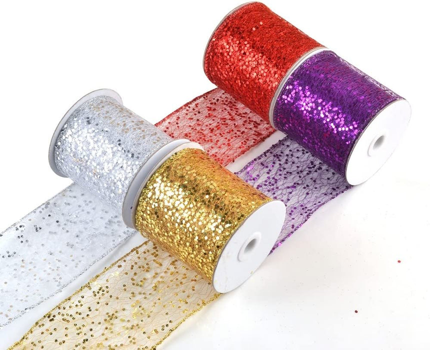 eZthings® Decorative Designer Sparkly Sheer Fabric Ribbons for Party Decor and Gift Baskets (10 Yard, Gold(3.5" Width)) - eZthings USA WE SORT ALL THE CRAZIEST GADGETS, GIZMOS, TOYS & TECHNOLOGY, SO YOU DON'T HAVE TO.