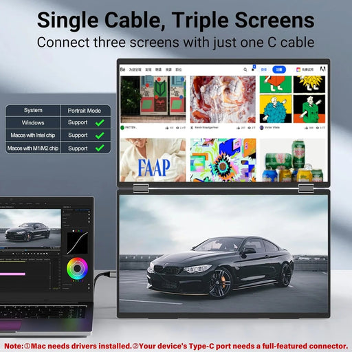 InnoView Foldable 15.6" Dual Portable Monitor-INVPM009-05B - eZthings USA WE SORT ALL THE CRAZIEST GADGETS, GIZMOS, TOYS & TECHNOLOGY, SO YOU DON'T HAVE TO.