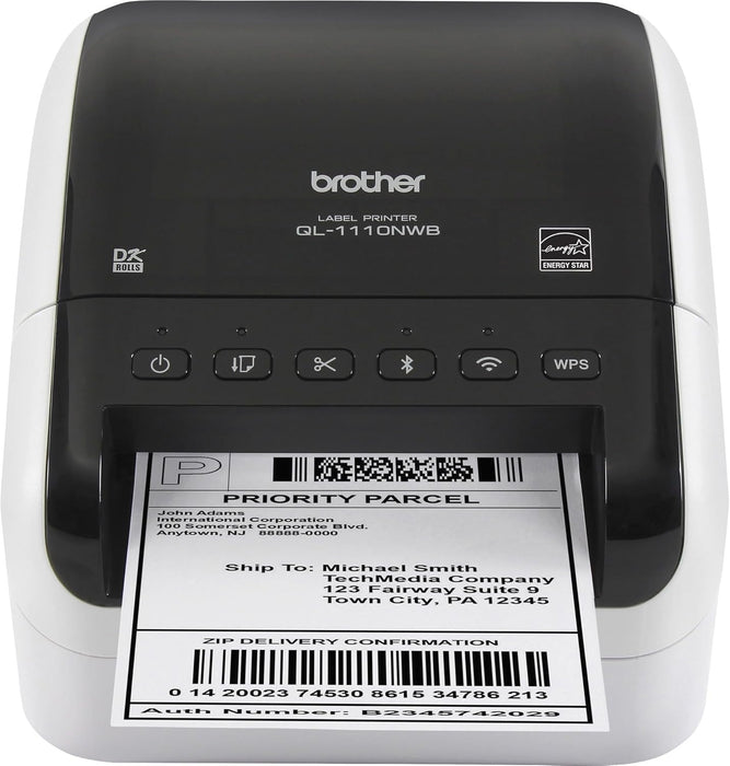 New, Pre-owned, Original Brother QL-1110NWB Wide Format, Postage and Barcode Professional Thermal Monochrome Label Printer with Wireless Connectivity