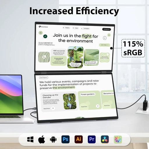 InnoView Foldable 18.5" Dual Monitor-INVPM509 - eZthings USA WE SORT ALL THE CRAZIEST GADGETS, GIZMOS, TOYS & TECHNOLOGY, SO YOU DON'T HAVE TO.