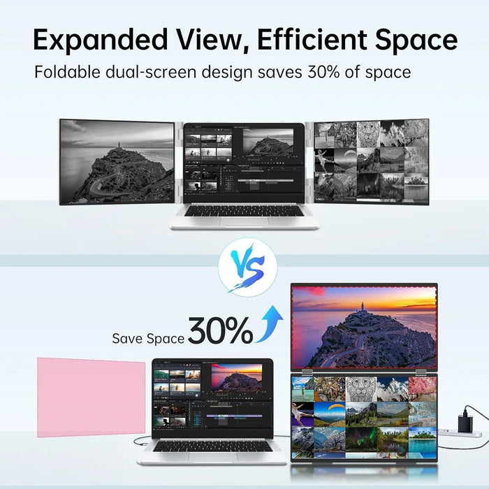 InnoView Foldable 15.6" Dual Portable Monitor-INVPM009-05B - eZthings USA WE SORT ALL THE CRAZIEST GADGETS, GIZMOS, TOYS & TECHNOLOGY, SO YOU DON'T HAVE TO.