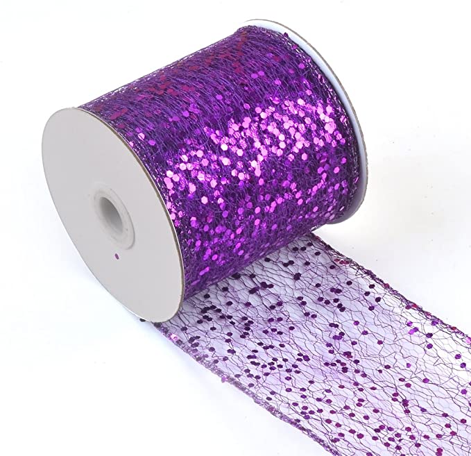 Decorative Designer Sparkly Sheer Fabric Ribbons for Party Decor and Gift Baskets (10 Yard, Purple(3.5" Width)) - eZthings USA WE SORT ALL THE CRAZIEST GADGETS, GIZMOS, TOYS & TECHNOLOGY, SO YOU DON'T HAVE TO.