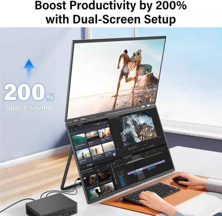 InnoView Foldable 23.8" Dual Monitor-INVPM609 - eZthings USA WE SORT ALL THE CRAZIEST GADGETS, GIZMOS, TOYS & TECHNOLOGY, SO YOU DON'T HAVE TO.