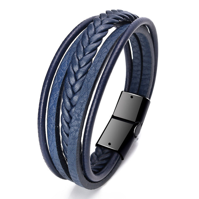 New Accessories Handmade Rope Leather Ethnic Bracelet Men's Bracelet Magnetic Bracelet European and American Jewelry