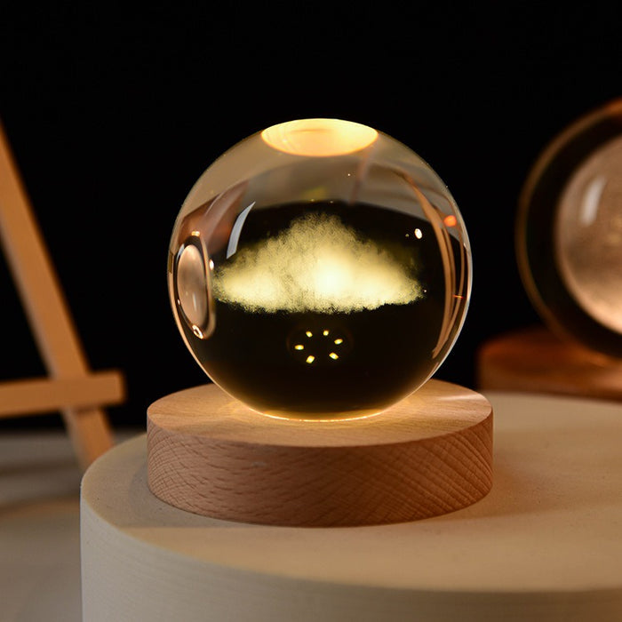 Starry Sky Astronaut White Crystal Ball Glow 3D Sculpture Night Light Customized Desktop Decoration