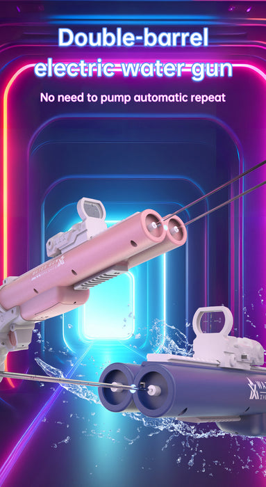 Double tube electric water gun outdoor water play and war toy - eZthings USA WE SORT ALL THE CRAZIEST GADGETS, GIZMOS, TOYS & TECHNOLOGY, SO YOU DON'T HAVE TO.