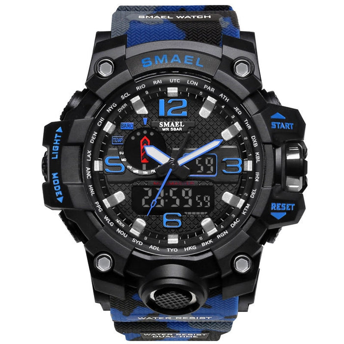 SMAEL Brand Luxury Military Sports Watches 1545-10 Men Quartz Analog LED Digital Watch Man Waterproof Clock Dual Display Wristwatches