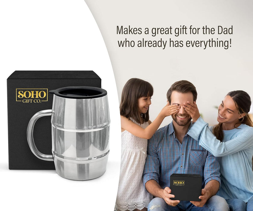 Funny Beer Gift Stainless Steel Insulated Beer Mug with Handle and Sip Lid (For Christmas/Birthday/Fathers Day) I Identify As Sober