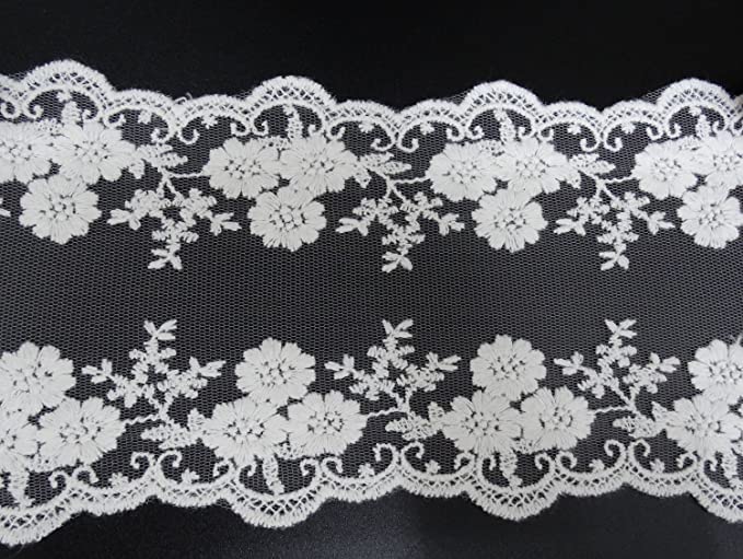 Cotton Lace Embroidery Wedding Fabric Trim for DIY Decorating, Floral Designing and Crafts (3 Yard, White (Width:4.7")) - eZthings USA WE SORT ALL THE CRAZIEST GADGETS, GIZMOS, TOYS & TECHNOLOGY, SO YOU DON'T HAVE TO.