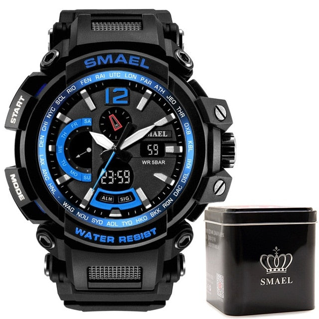 SMAEL 1702 Top Brand Luxury Sport Watch Men Digital Watches 5Bar Waterproof Military Dual Display Wristwatches Relogio Masculino - eZthings USA WE SORT ALL THE CRAZIEST GADGETS, GIZMOS, TOYS & TECHNOLOGY, SO YOU DON'T HAVE TO.