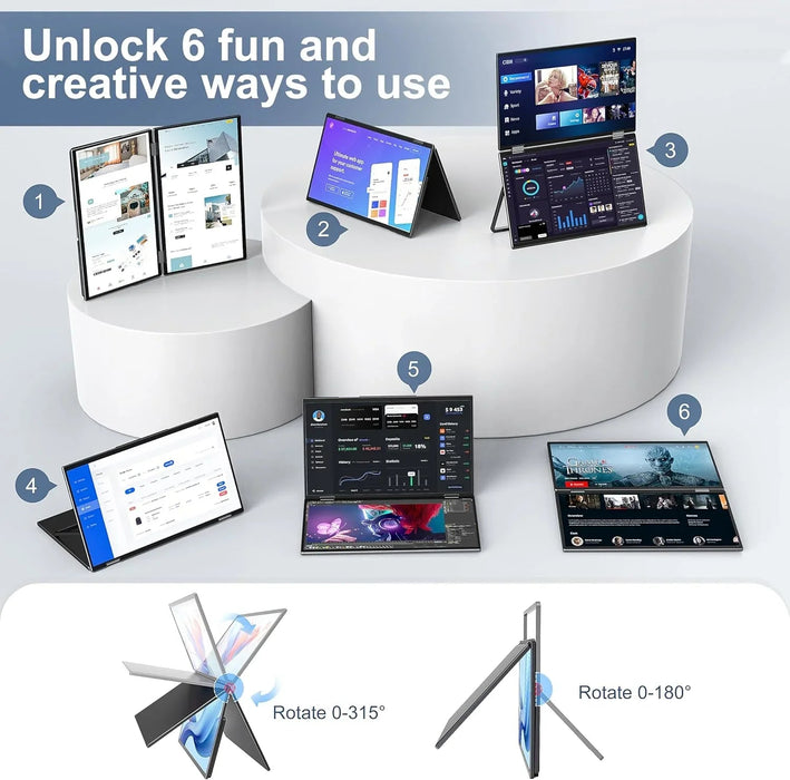 InnoView Foldable 15.6" Dual Portable Monitor-INVPM009-05B - eZthings USA WE SORT ALL THE CRAZIEST GADGETS, GIZMOS, TOYS & TECHNOLOGY, SO YOU DON'T HAVE TO.