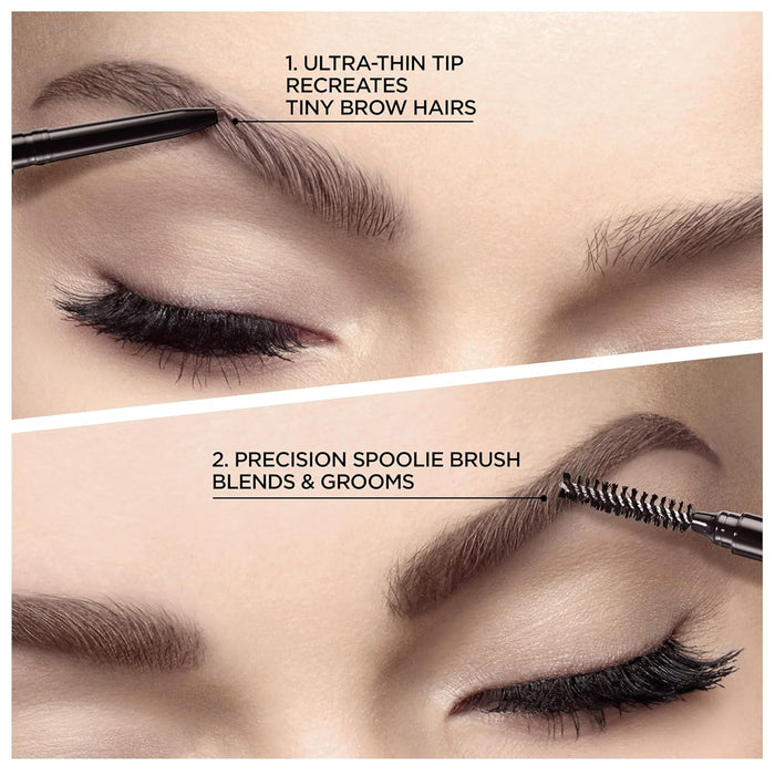 2-PACK L'Oreal Paris Makeup Brow Definer Waterproof Eyebrow Pencil, Ultra-Fine Mechanical Pencil, Draws Tiny Brow Hairs and Fills in Sparse Areas and Gaps, , 0.003 Ounce